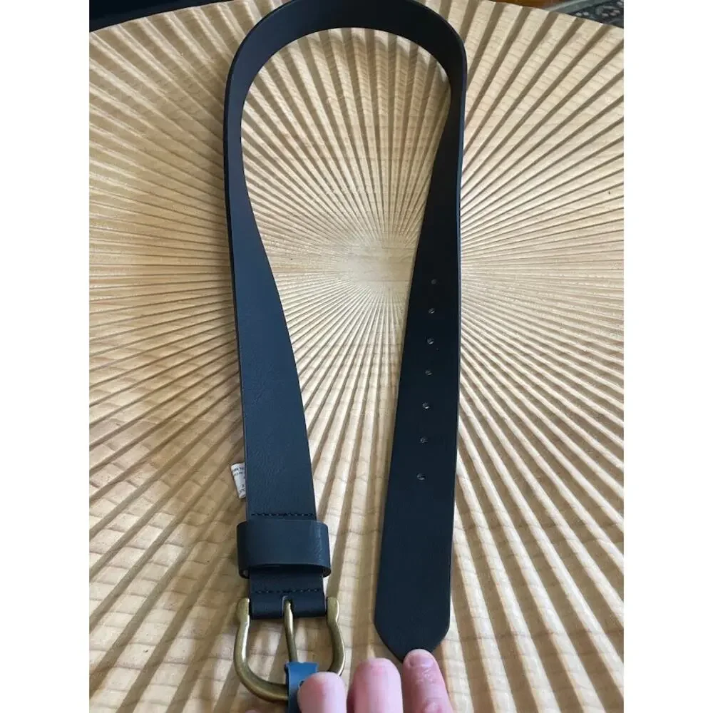 New Universal Thread Womens Black Bounded Leather Belt Brass Buckle Size XXL